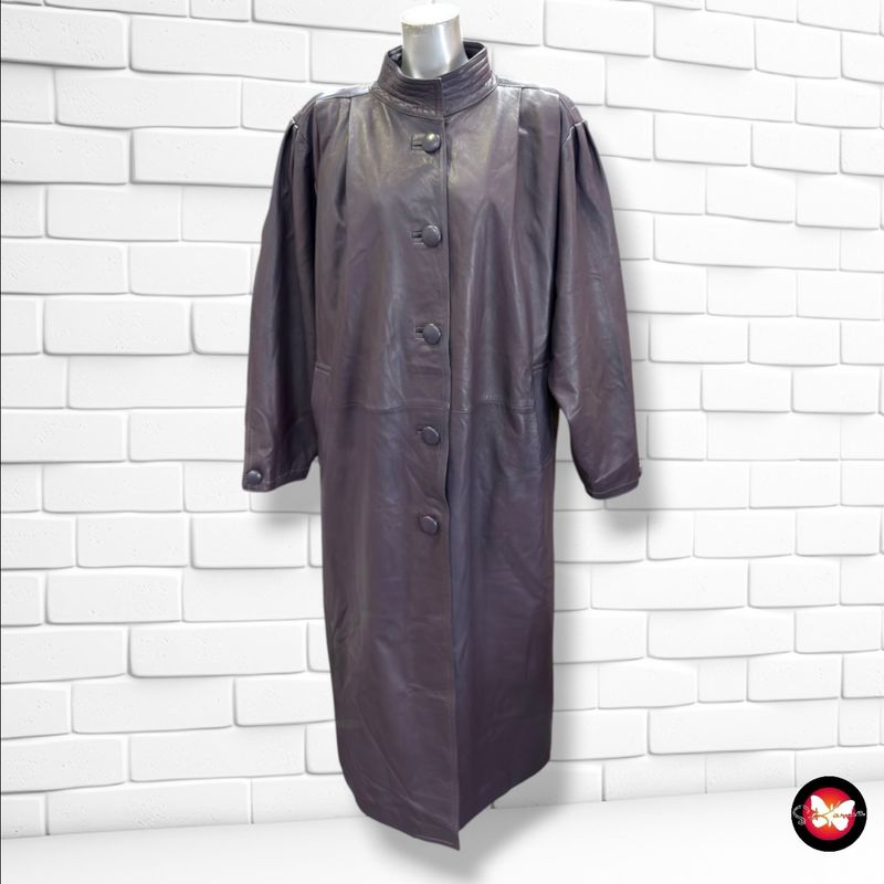 Abrigo vintage de piel color Violeta Talla L/XL