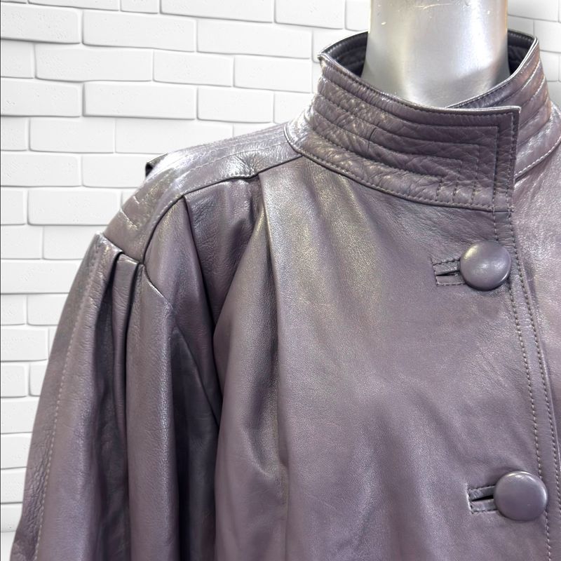Abrigo vintage de piel color Violeta Talla L/XL