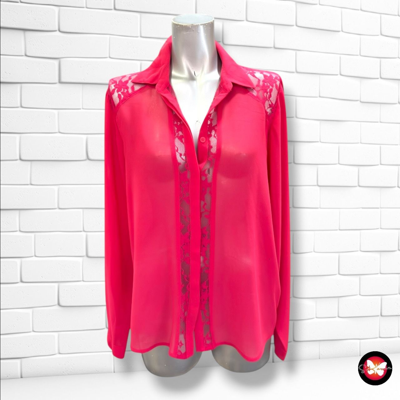 **HOY** Camisa de manga larga con encaje LIMITED color Fresa Talla 38 (10UK)