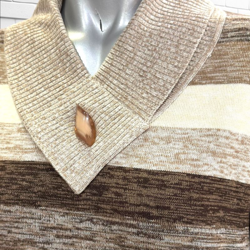 Jersey de manga larga y cuello vuelto  color Marrón y beige Talla S