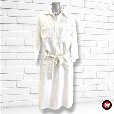 **HOY** Vestido camisero de lino NADINE H. color Blanco Talla 42