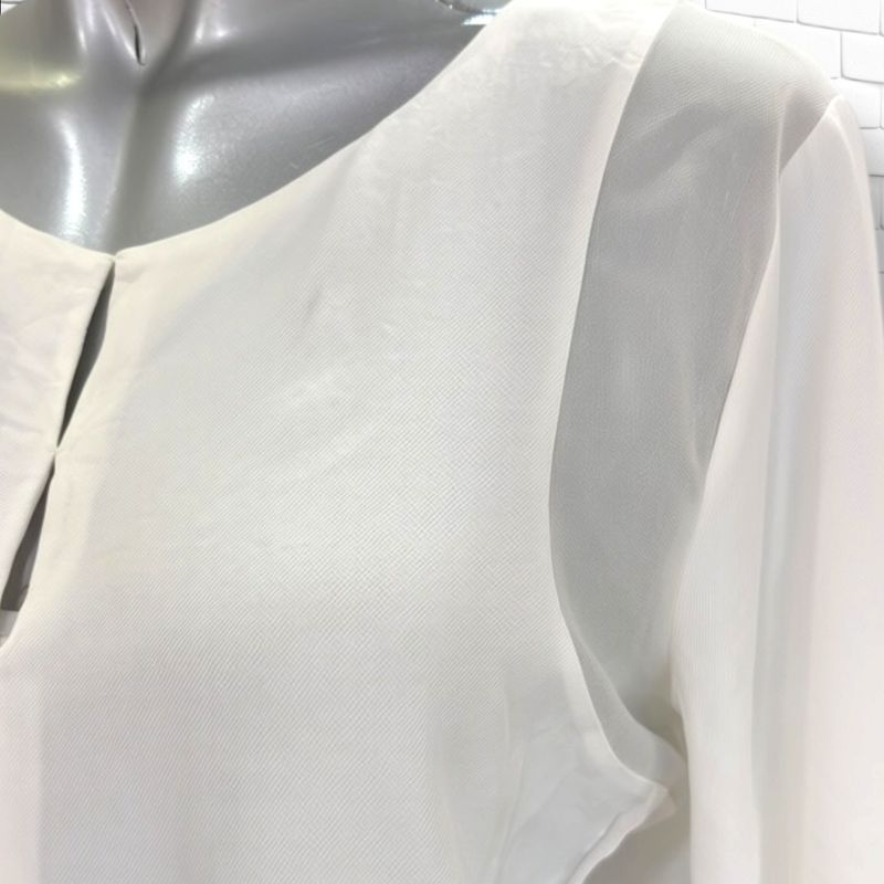 **HOY** Blusa de media manga con transparencias MASSIMO DUTTI color Blanco Talla M