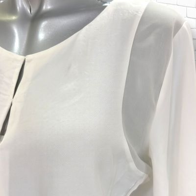 **HOY** Blusa de media manga con transparencias MASSIMO DUTTI color Blanco Talla M