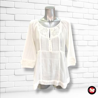 **HOY** Blusa de media manga con bordados MASSIMO DUTTI color Blanco Talla 40