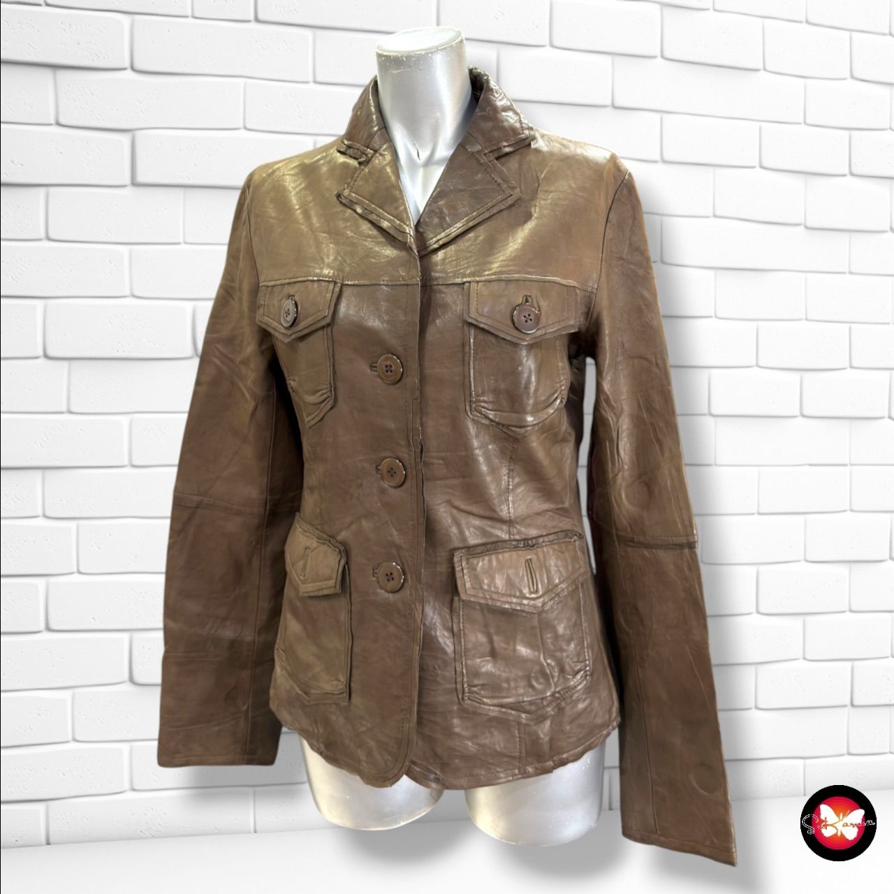 **HOY** Cazadora de piel color Chocolate Talla S