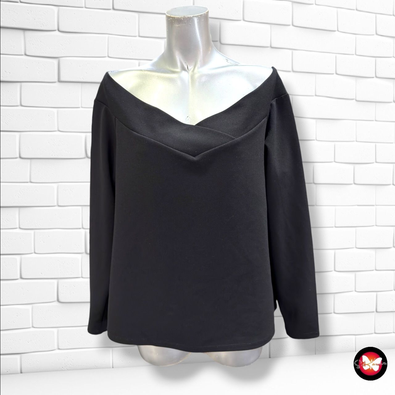 Blusa escote barco H&amp;M color Negro Talla XL