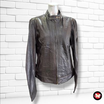 **HOY** Cazadora de piel MANGO color Chocolate Talla XL (muy pequeña)
