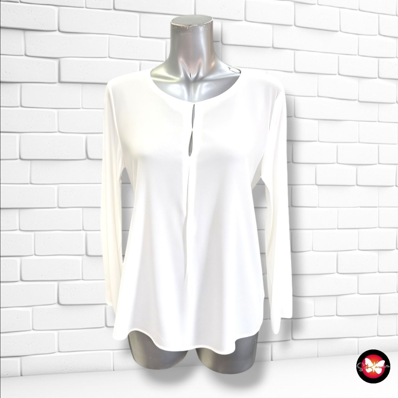 **HOY** Blusa de media manga con transparencias MASSIMO DUTTI color Blanco Talla M