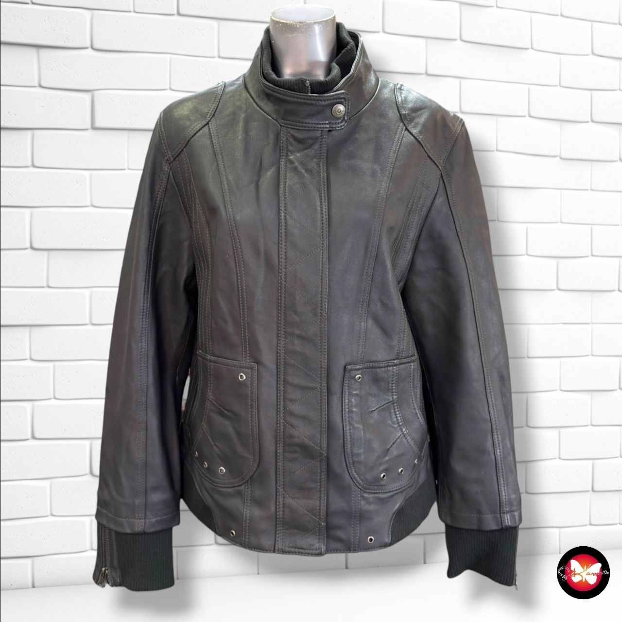 Cazadora de piel color Gris Talla 42