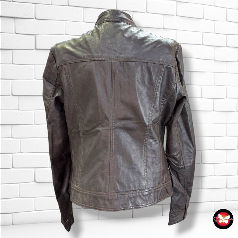 **HOY** Cazadora de piel MANGO color Chocolate Talla XL (muy pequeña)