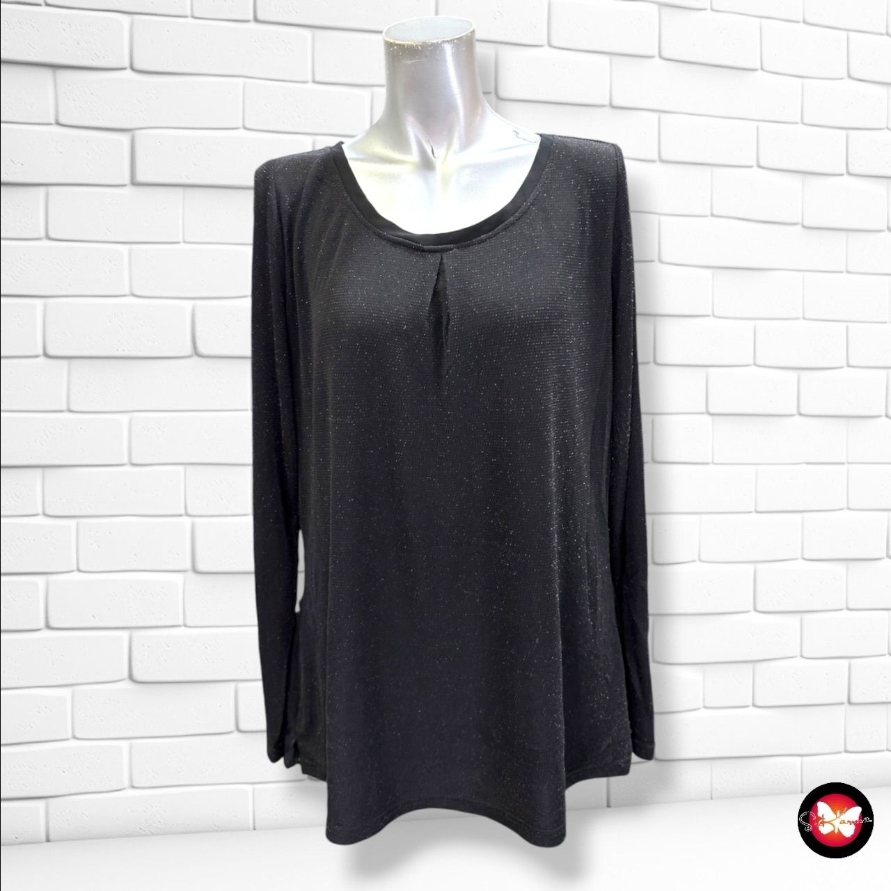 **HOY** Blusa de manga larga de lurex TCHIBO color Negro Talla 42/44