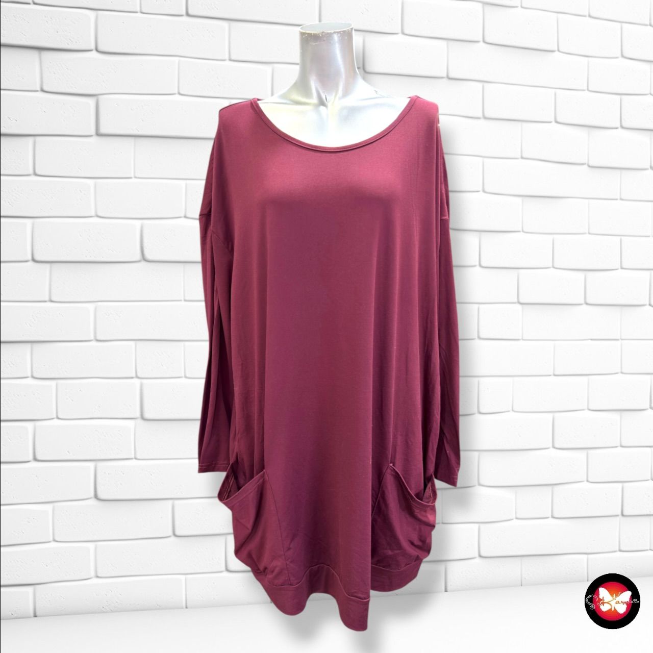 **HOY** MAXI Camiseta de manga larga y bolsillos  color Granate Talla 3XL