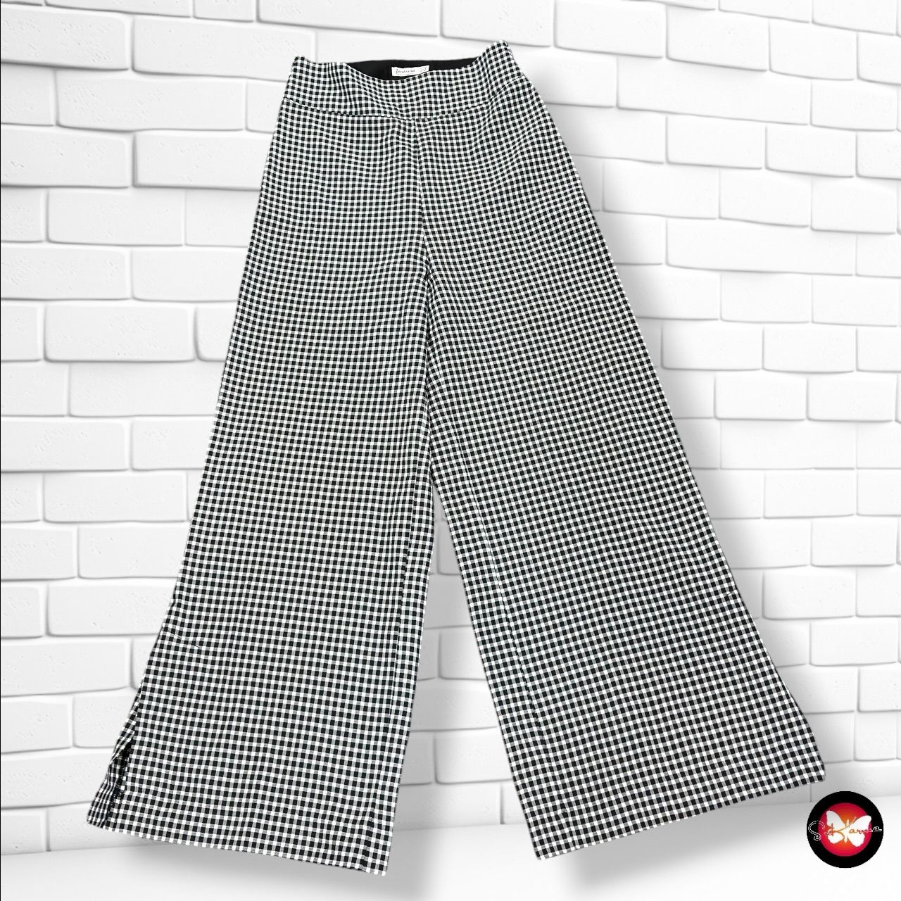 **HOY** Pantalón de vestir de cuadrito vichy STRADIVARIUS color Negro y blanco Talla 36