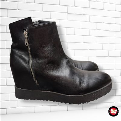 **HOY** Botines de piel con cuña color Negro Talla Calzado 38