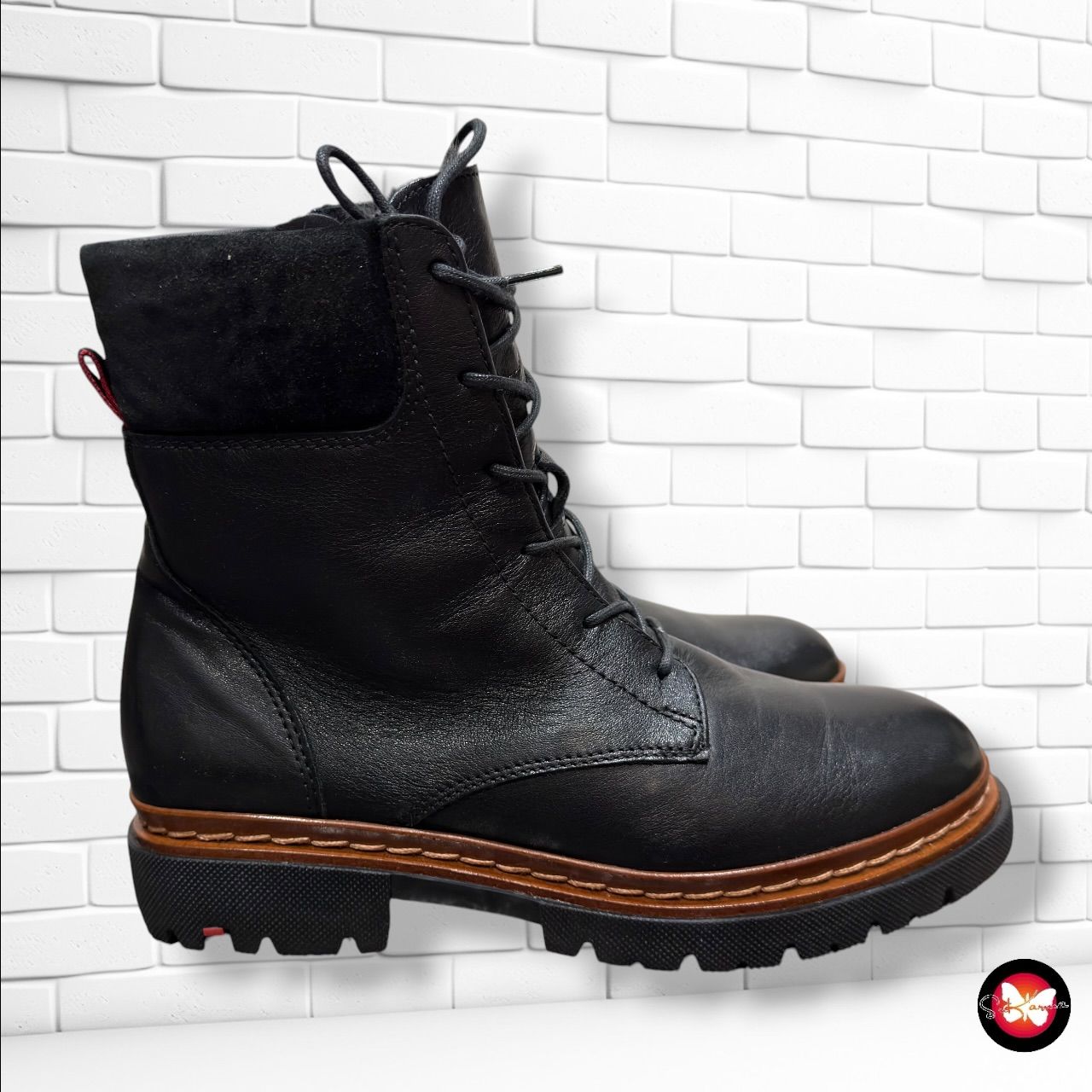 **HOY** Botines de piel con pelito  LLOYD color Negro Talla Calzado 37,5 (4,5UK)