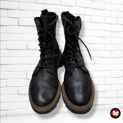 **HOY** Botines de piel tipo militar BLUE COX color Negro Talla Calzado 39