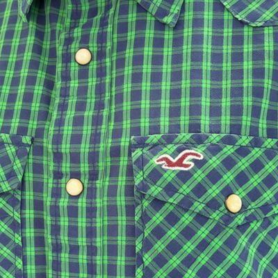 **HOY** Camisa de manga larga de cuadritos HOLLISTER color Azul y verde Talla M