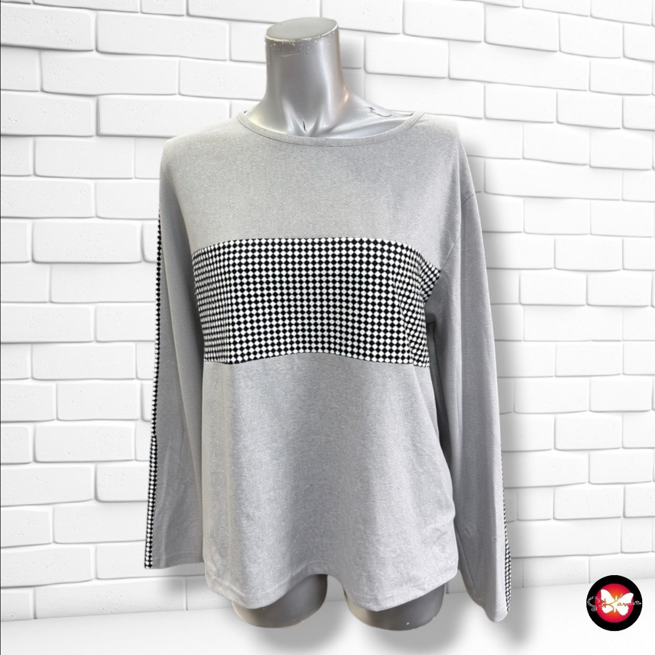 **HOY** Camiseta de manga larga con cuadritos  color Gris Talla M