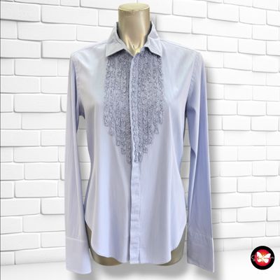 **HOY** Camisa de manga larga de rayitas con volantitos POLO RALPH LAUREN color Celeste Talla 42 (12USA)