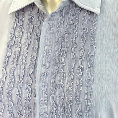 **HOY** Camisa de manga larga de rayitas con volantitos POLO RALPH LAUREN color Celeste Talla 42 (12USA)