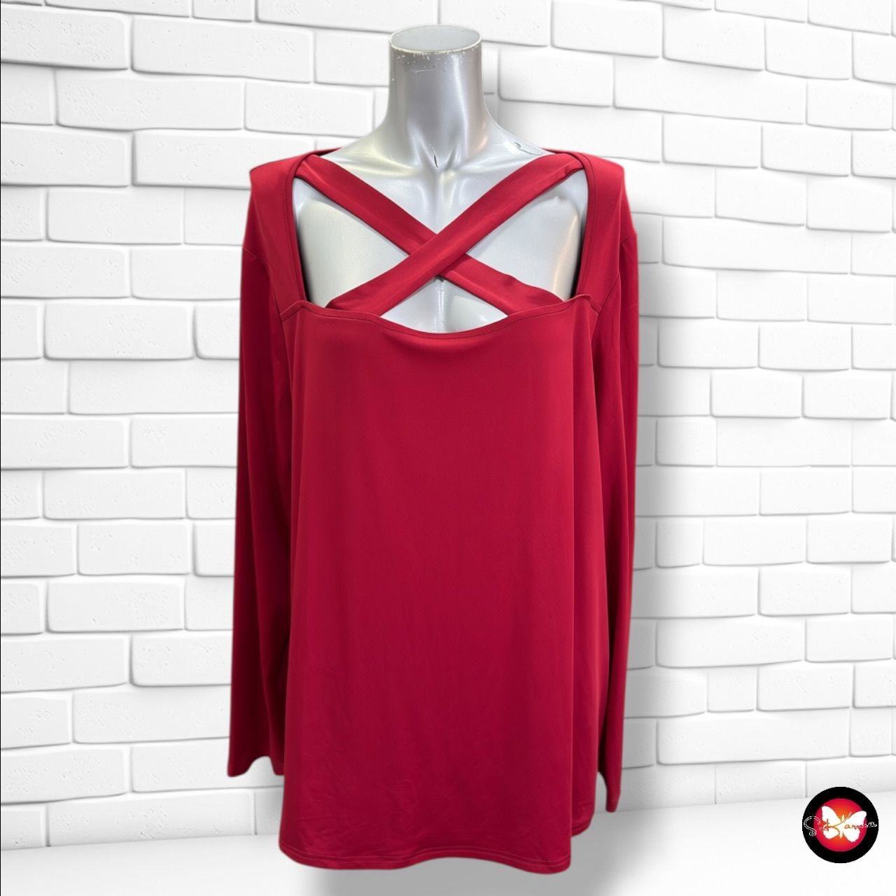 **HOY** Blusa de manga larga SHEIN color Granate Talla 3XL