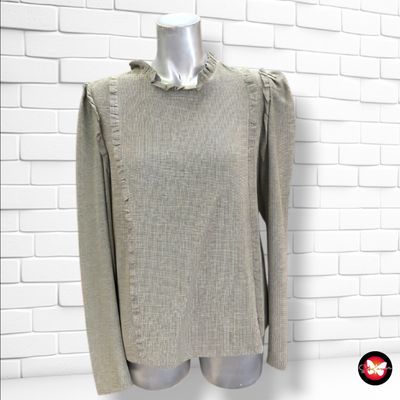**HOY** Blusa de manga larga con volantitos y lurex LA REDOUTE color Marrón y dorado Talla 40