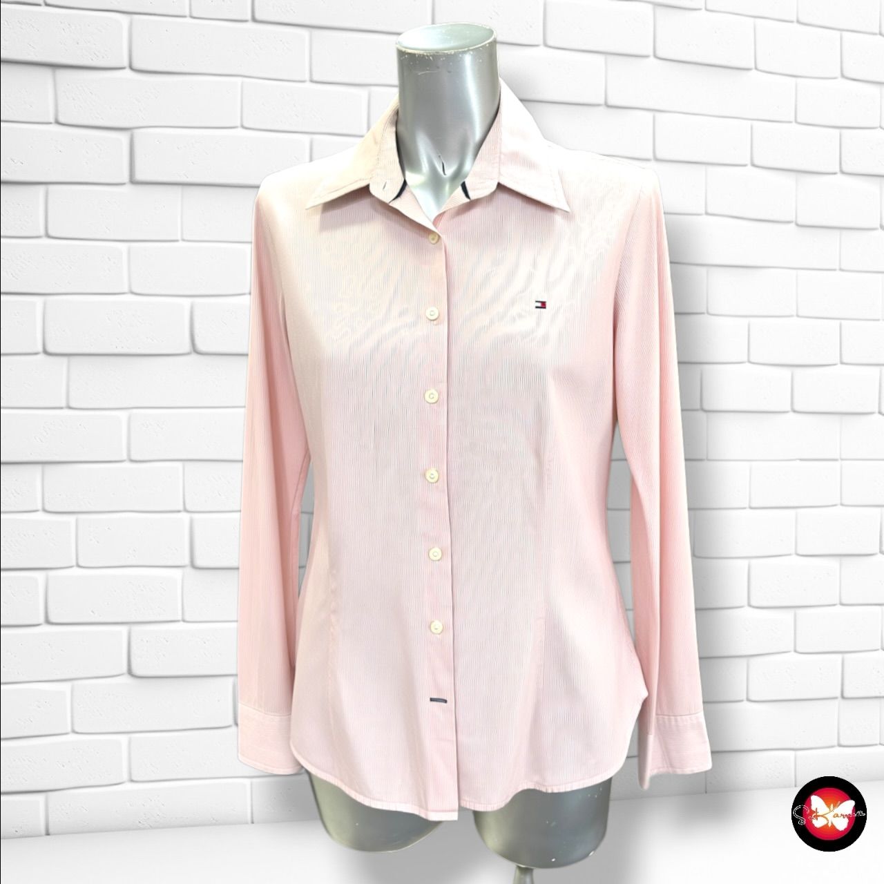 **HOY** Camisa de manga larga de rayitas TOMMY HILFIGER color Rosa Talla 36 (6USA)