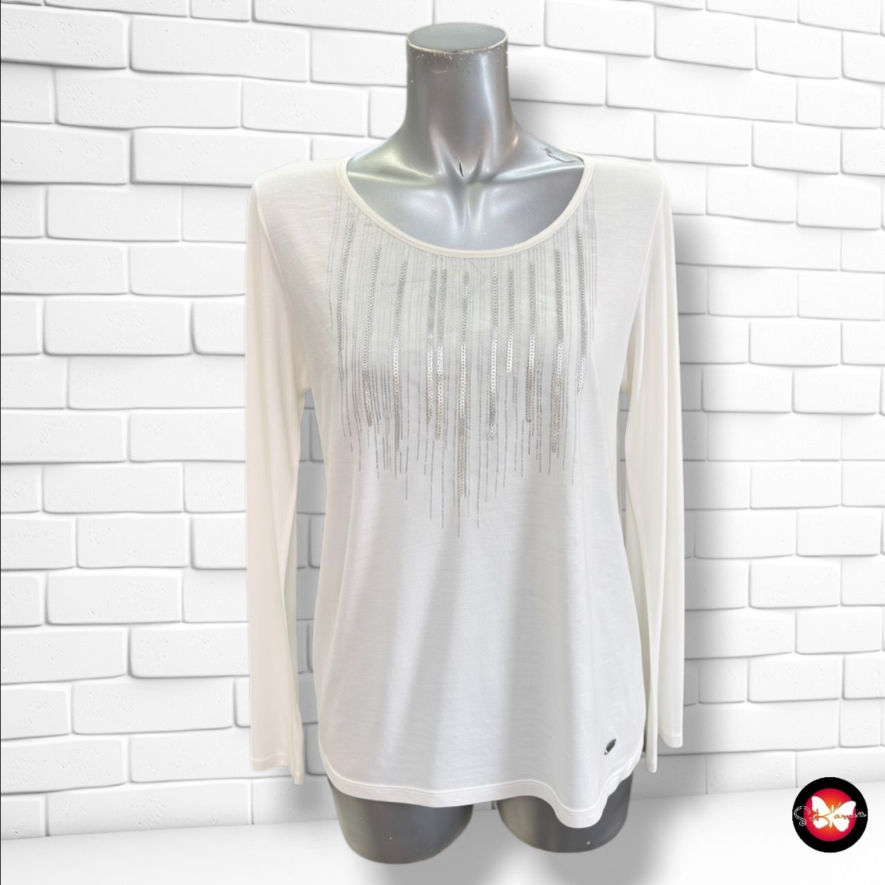 **HOY** Camiseta de manga larga con lentejuelas TCHIBO color Blanco Talla 40/42