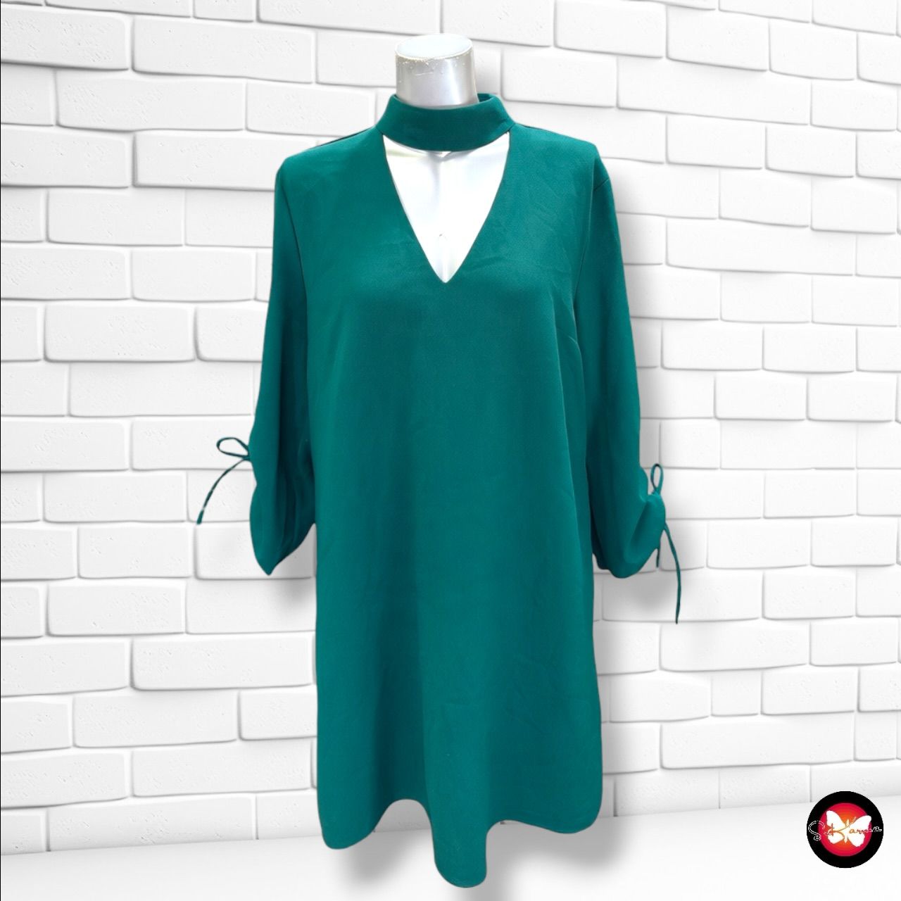 **HOY** Vestido de mangas fruncidas PRIMARK color Verde Talla 40