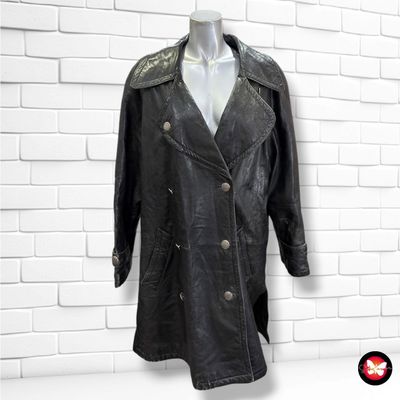 **HOY** Gabardina vintage de piel MADELEINE color Negro Talla 40/42
