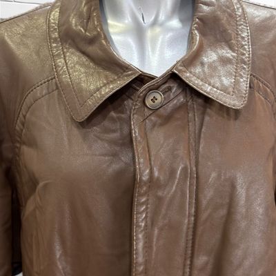 **HOY** Gabardina vintage de piel  color Marrón Talla XXL