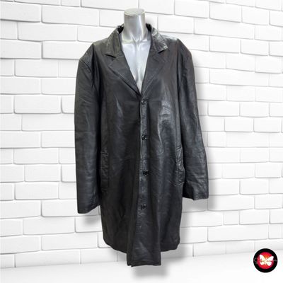 **HOY** Gabardina vintage de piel ROBER&amp;LAKES color Negro Talla Hombre XL