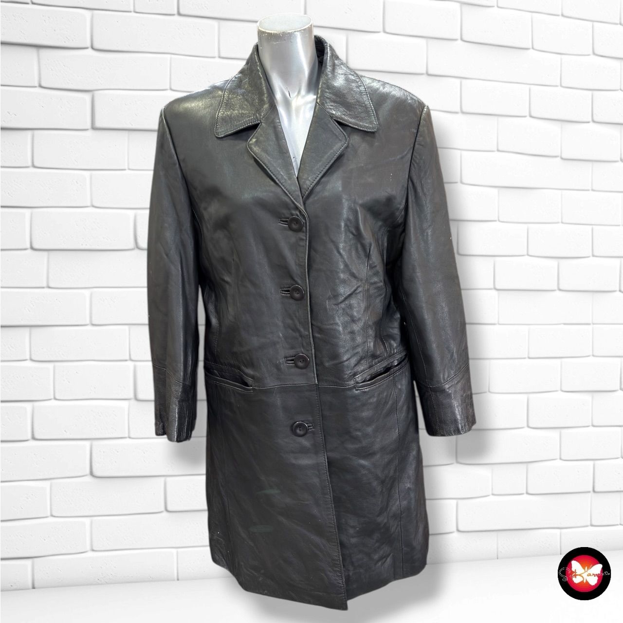 **HOY** Gabardina de piel BONCETTI color Negro Talla 42