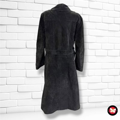 **HOY** Gabardina vintage acolchada de ante  color Negro Talla Hombre L