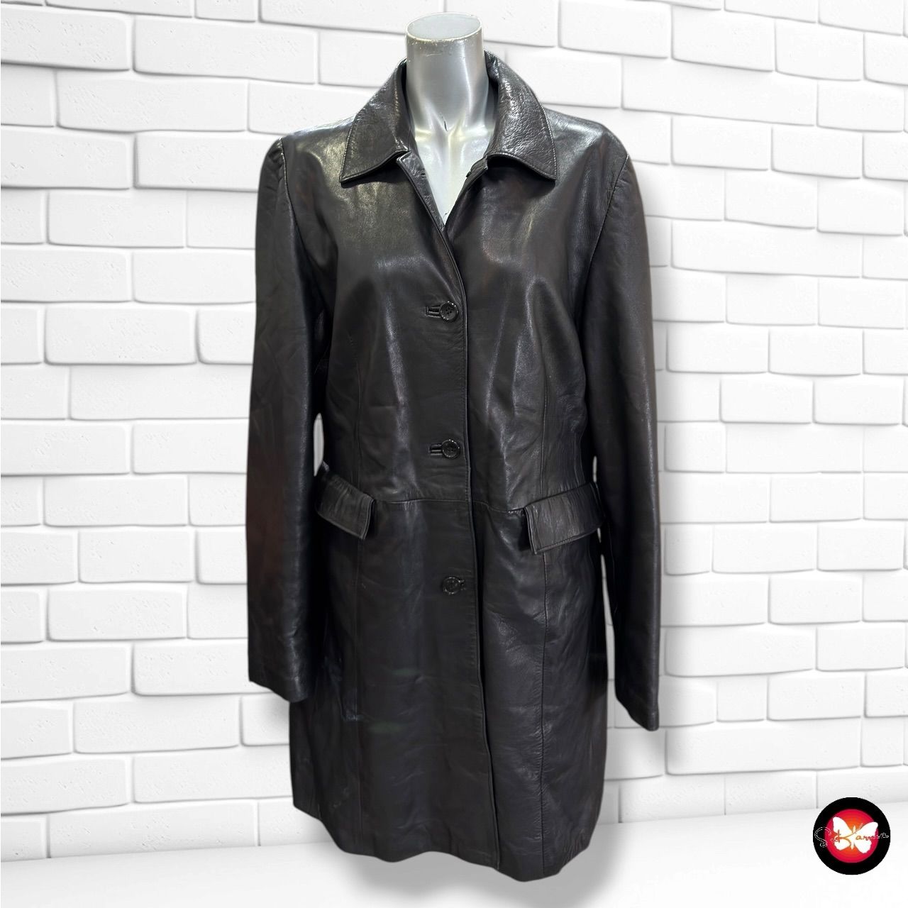**HOY** Gabardina de piel ALFONSO HERNANDEZ color Chocolate Talla M