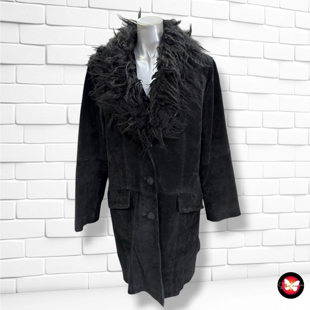 **HOY** Gabardina de ante con pelo EMOTION color Negro Talla 42