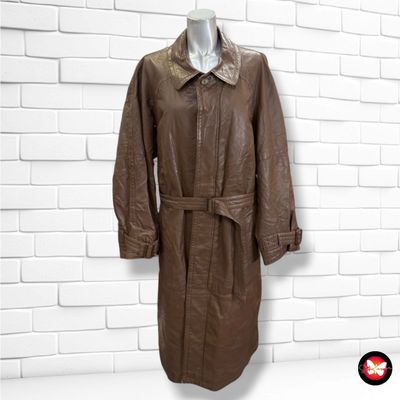 **HOY** Gabardina vintage de piel  color Marrón Talla XXL