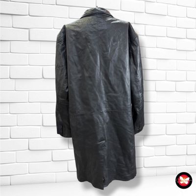 **HOY** Gabardina vintage de piel ROBER&amp;LAKES color Negro Talla Hombre XL
