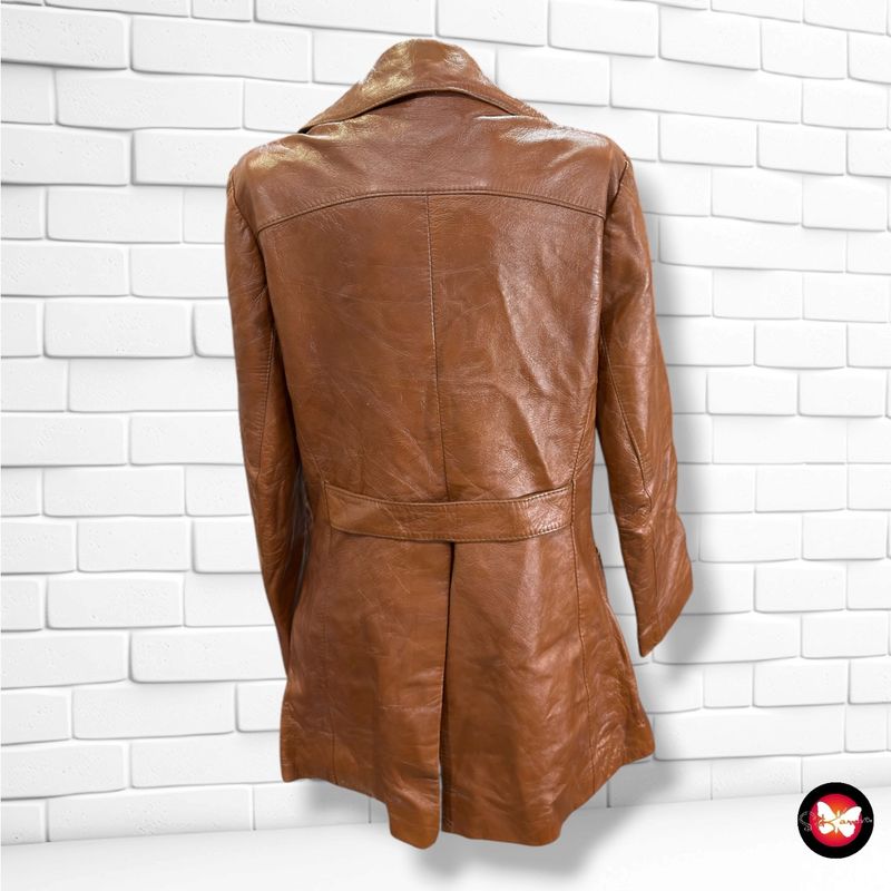 Gabardina de piel  color Marrón Talla S