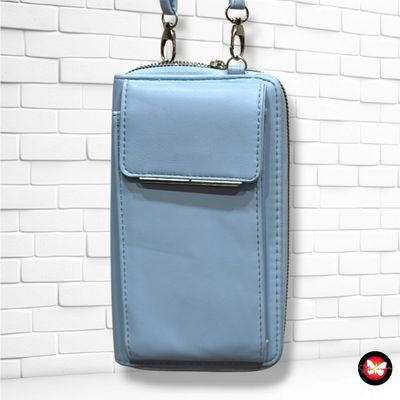 **HOY** Bolso bandolera tipo billetera  color Celeste Talla PEQUEÑO