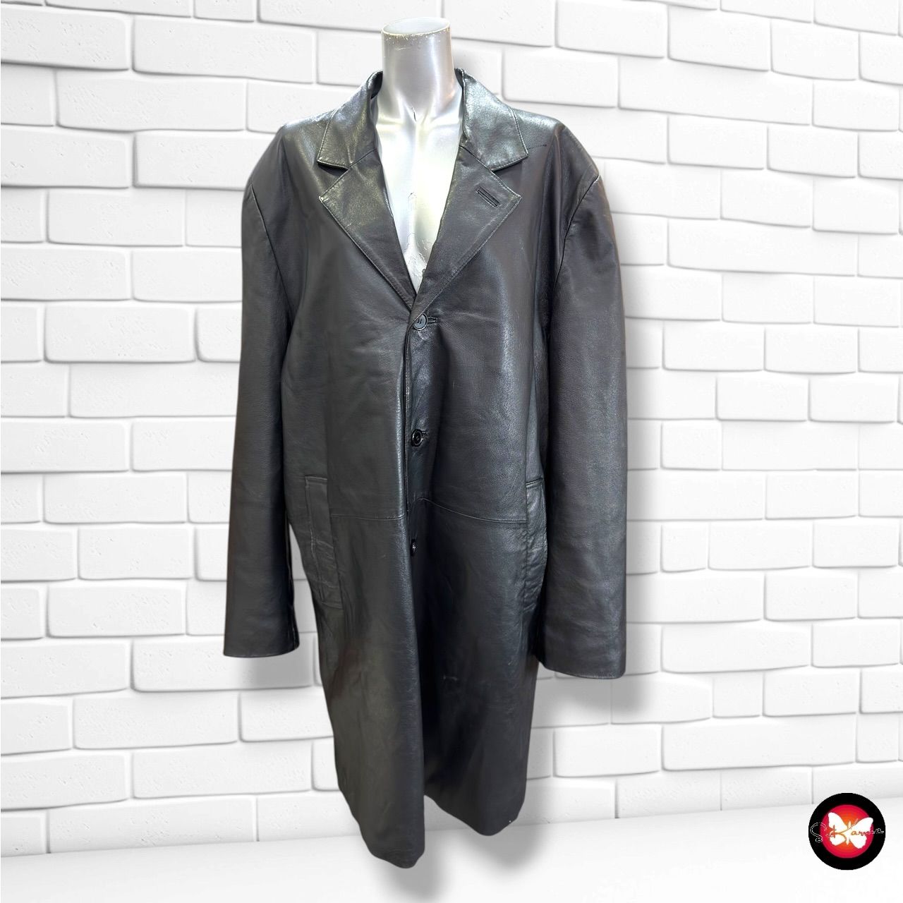 **HOY** Gabardina de piel ROBER&amp;LAKES color Negro Talla Hombre XL