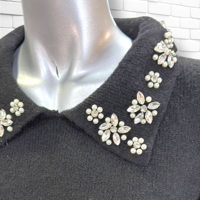 **HOY** Jersey de manga larga y pedrería en el cuello PRIMARK color Negro Talla XL