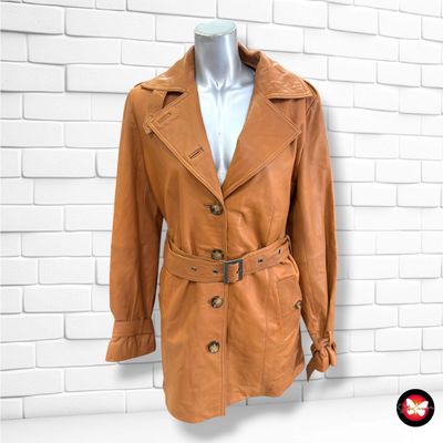 **HOY** Gabardina de piel TCHIBO color Marrón Talla 38