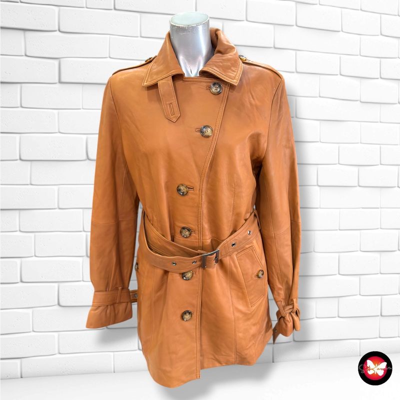 Gabardina de piel TCHIBO color Marrón Talla 38