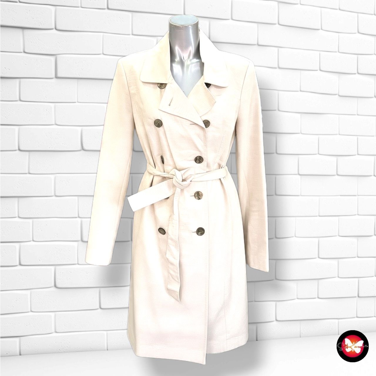 **HOY** Gabardina engomada efecto serpiente CLAUDIA STRÄTER color Hueso Talla 40