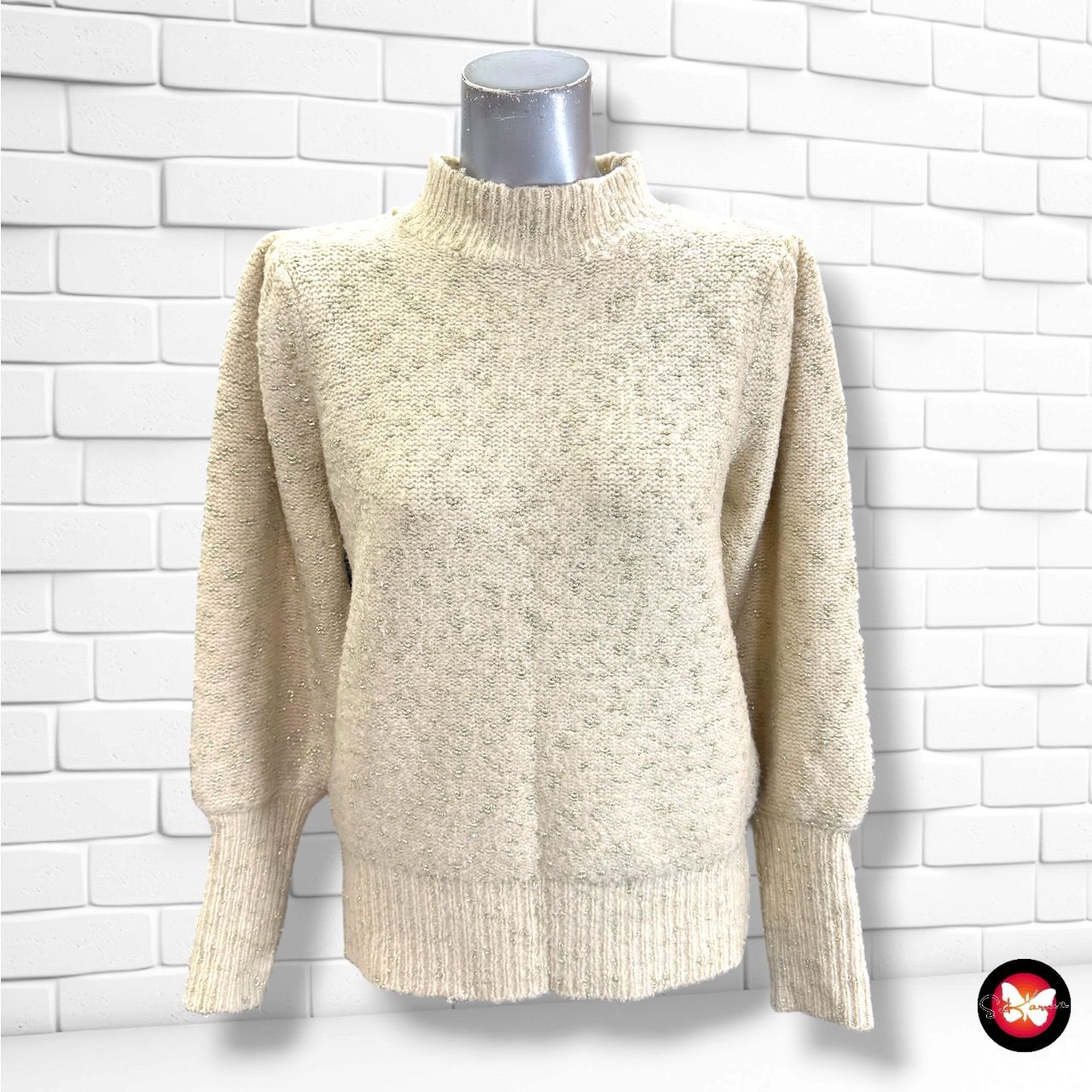 **HOY** Jersey de manga larga FREE/QUENT color Beige y dorado Talla S
