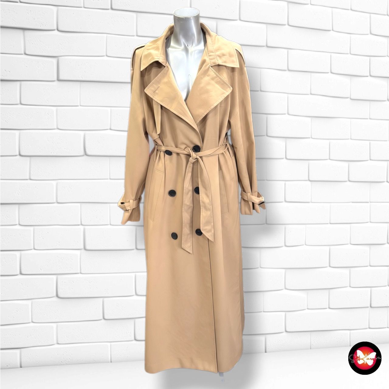 **HOY** Gabardina larga ONLY color Camel Talla S (grande)