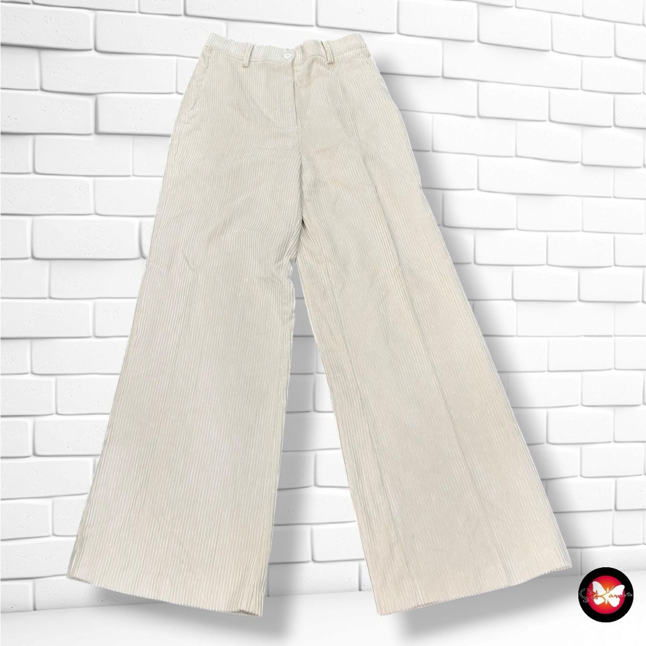 **HOY** Pantalón de pana ancho de pierna NUNA LIE color Hueso Talla M