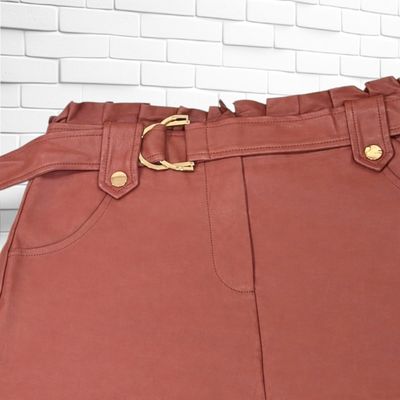 **HOY** Falda de piel sintética ZARA color Ladrillo Talla S