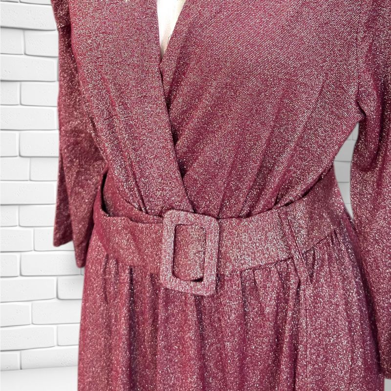 **HOY** Vestido largo de lurex  color Granate Talla ÚNICA
